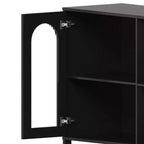 Sideboard Buffetschrank, moderner Glasbogen-Aufbewahrungsschrank mit verstellbaren Einlegeböden, 100 cm multifunktionale Organisationsmöbel