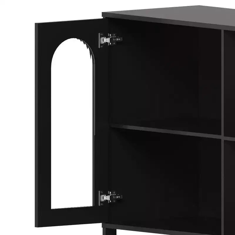 Sideboard Buffetschrank, moderner Glasbogen-Aufbewahrungsschrank mit verstellbaren Einlegeböden, 100 cm multifunktionale Organisationsmöbel