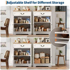 Bauernhaus-Buffetschrank mit Stauraum, weißes Sideboard mit 4 Türen und 2 Schubladen, Kaffeebar-Schrank mit verstellbaren Einlegeböden, multifunktionale Aufbewahrung