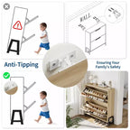 Schuhschrank mit 2 Klappfächern und Metallbeinen, freistehendes schmales Schuhregal, platzsparender Eichenholz-Schuh-Organizer für den Eingangsbereich