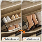 Schuhschrank mit 2 Klappfächern und Metallbeinen, freistehendes schmales Schuhregal, platzsparender Eichenholz-Schuh-Organizer für den Eingangsbereich