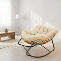 GDFStudio Enrika Modern Rattan and Metal Egg Rocking Chair with Cushion