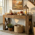 Lantine Solid Wood Console Table, 63-Inch Long Farmhouse Sofa Table for Entryway, Living Room, Foyer