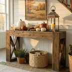 Lantine Solid Wood Console Table, 63-Inch Long Farmhouse Sofa Table for Entryway, Living Room, Foyer