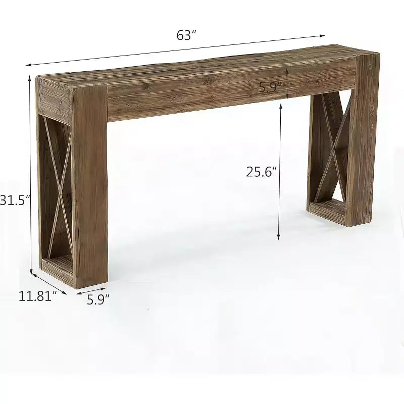 Massivholz-Konsolentisch, 160 cm langer Bauernhaus-Sofatisch für Eingangsbereich, Wohnzimmer, Foyer