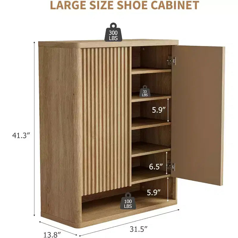 Moderner Holzschuhschrank, verstellbare Einlegeböden, großer Flur-Organizer, für Eingangsbereich, Wohnzimmer