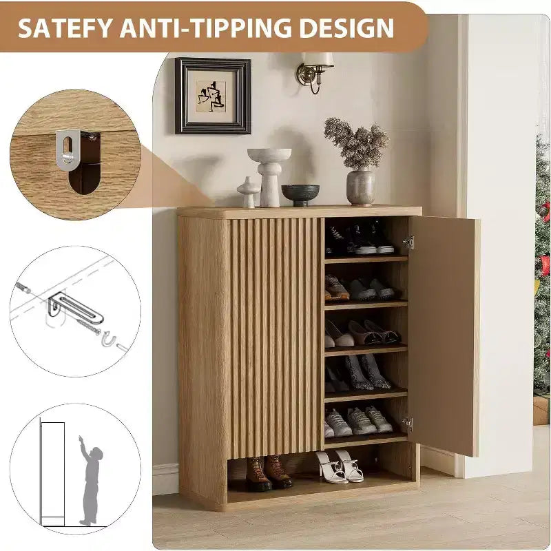 Moderner Holzschuhschrank, verstellbare Einlegeböden, großer Flur-Organizer, für Eingangsbereich, Wohnzimmer