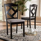 Set of 2 Ruth Espresso Finished Dining Chair Gray/ Brown - Baxton Studio