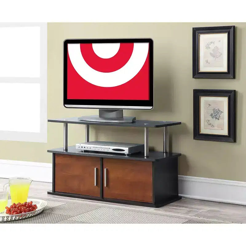 Luxus-TV-Schrank mit 2 Türen für Fernseher bis 36 Zoll mit Kirschholz-Schränken: Mid-Century Modern, Unterhaltungszentrale, 36 kg Tragkraft