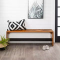 58" Solid Rustic Reclaimed Wood Entry Bench Honey - Saracina Home: Bottom Shelf, Seating for Hallway