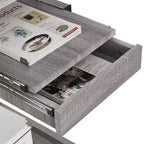 Kompletter Computer-Arbeitsplatz Schreibtisch Grau: Mit Schublade, Stahlrahmen, MDF-Oberfläche