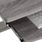 Kompletter Computer-Arbeitsplatz Schreibtisch Grau: Mit Schublade, Stahlrahmen, MDF-Oberfläche