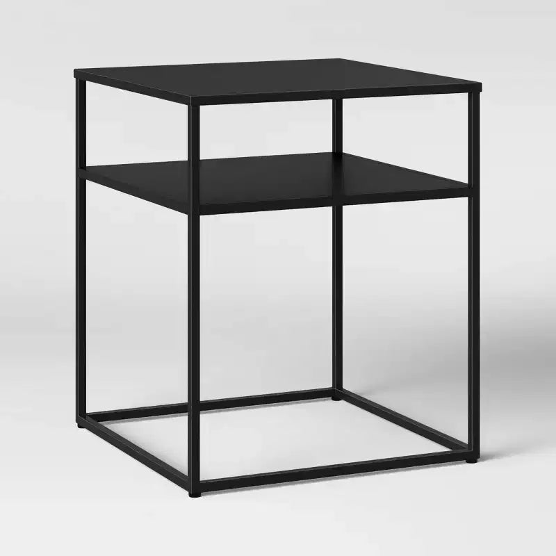 Glasgow Metal Side Table Black - Threshold™: Modern Square Design, No Assembly Required