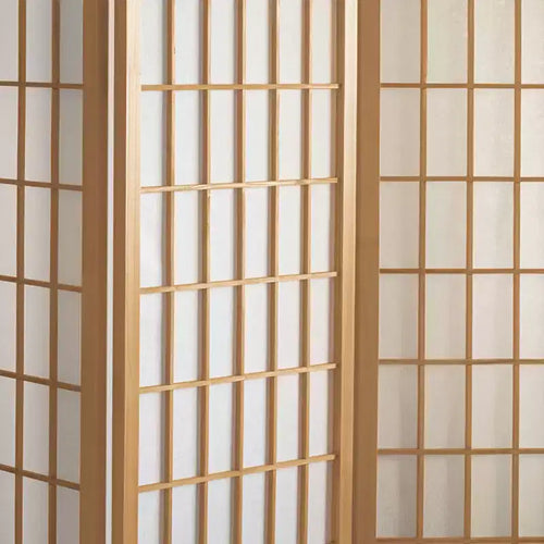 152 cm hoher Shoji-Paravent mit Fensterpaneelen – Natur (4 Paneele)