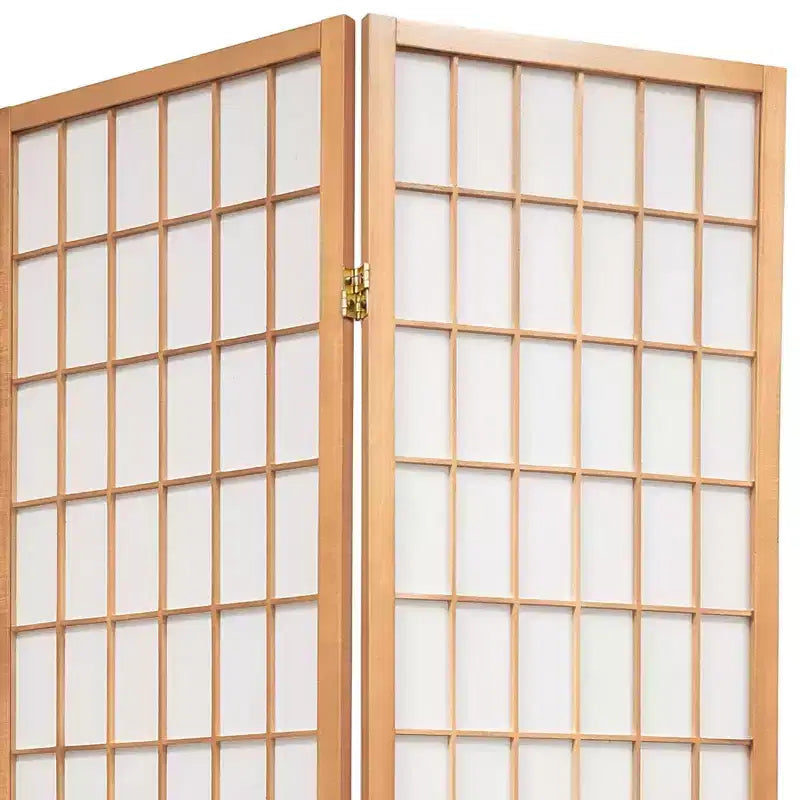 152 cm hoher Shoji-Paravent mit Fensterpaneelen – Natur (4 Paneele)